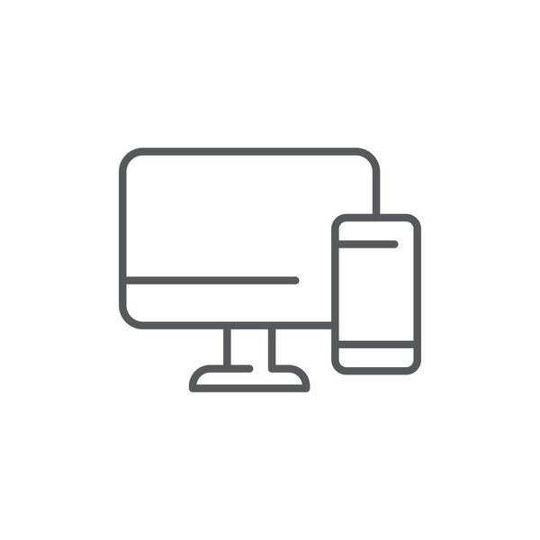 Образец символа монитора и вектора телефона, выделенный на белом фоне
