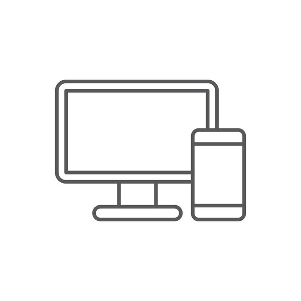 Образец символа монитора и вектора телефона, выделенный на белом фоне
