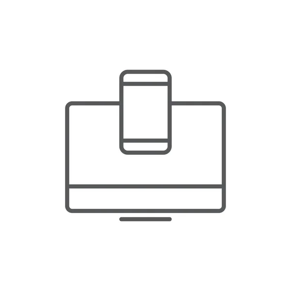 Monitor Telefono Vettoriale Icona Simbolo Mockup Isolato Sfondo Bianco — Vettoriale Stock