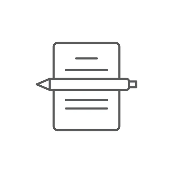 Papieren Documenten Pen Vector Pictogram Symbool Geïsoleerd Witte Achtergrond — Stockvector