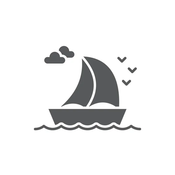 Zeilschip Vector Symbool Geïsoleerd Witte Achtergrond — Stockvector