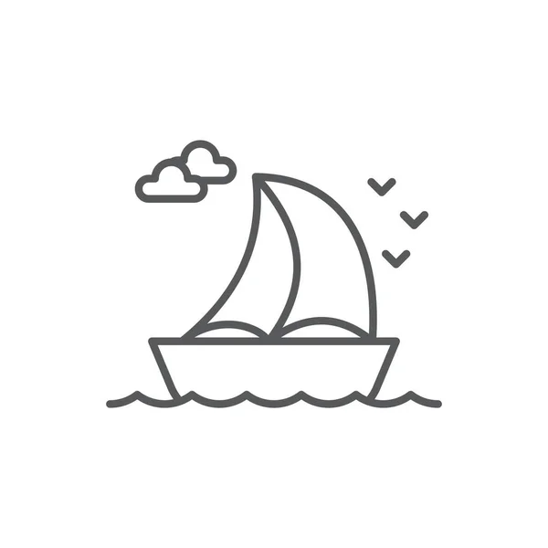 Sailing Ship Vector Icon Symbol Isolated White Background — Stock Vector