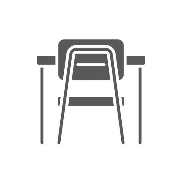 Γραφείο Σχολείου Και Σύμβολο Διανύσματος Καρέκλας Που Απομονώνεται Λευκό Φόντο — Διανυσματικό Αρχείο