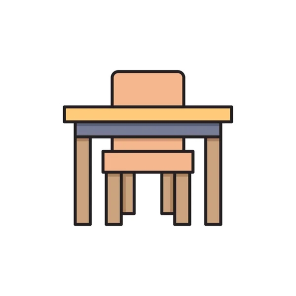 Schultisch Und Stuhl Vektor Symbol Auf Weißem Hintergrund — Stockvektor