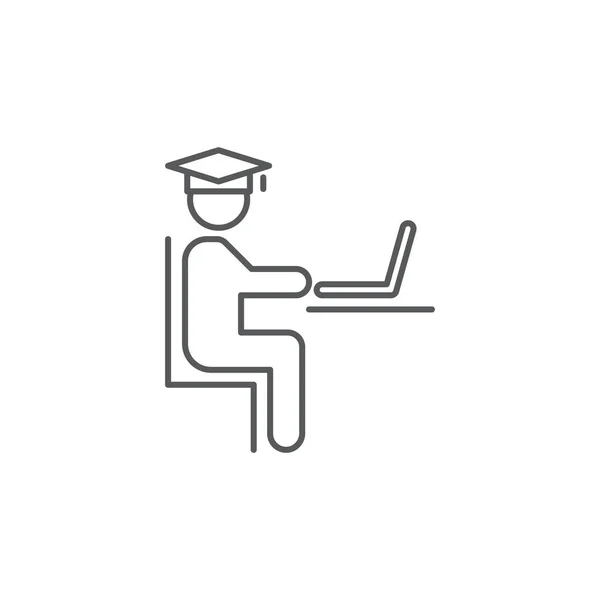Студентське Навчання Ноутбуці Векторний Значок Ізольовано Білому Тлі — стоковий вектор