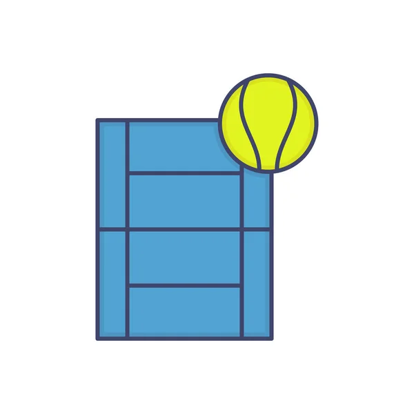 Tennisbaan Vector Pictogram Symbool Sport Arena Geïsoleerd Witte Achtergrond — Stockvector