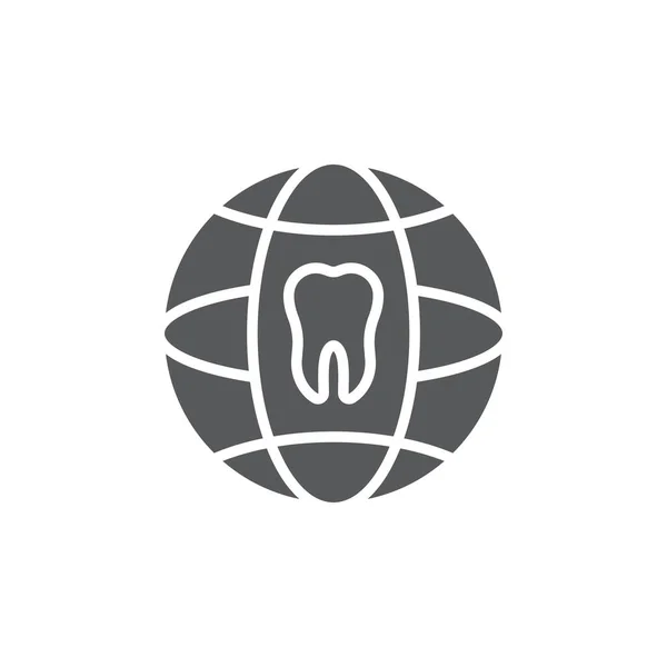 Zahn Und Globus Vektor Symbol Zeichen Und Symbol Isoliert Auf — Stockvektor
