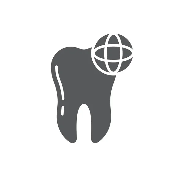 Zub Globus Vektorové Ikony Znamení Symbol Izolované Bílém Pozadí — Stockový vektor