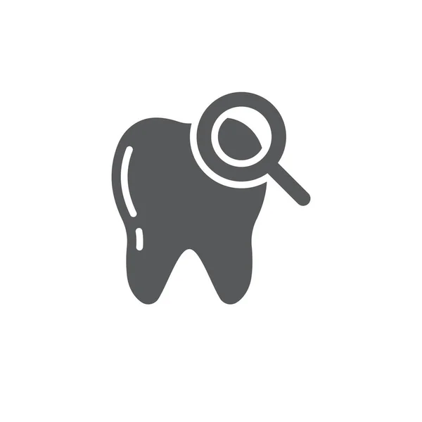 Zub Lupou Vektorové Ikony Symbol Izolované Bílém Pozadí — Stockový vektor