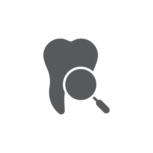 Зуб Збільшувальним Склом Вектор Значок Символ Ізольовані Білому Тлі — стоковий вектор