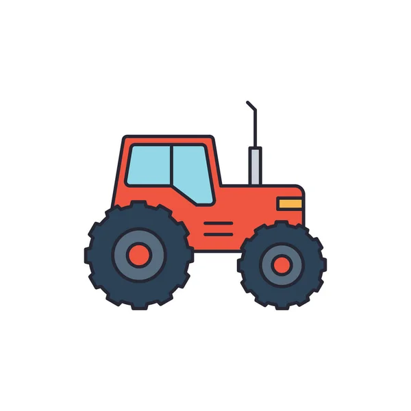 Tractor Vector Icon Symbol Harvest Tool Isolated White Background — Stock Vector