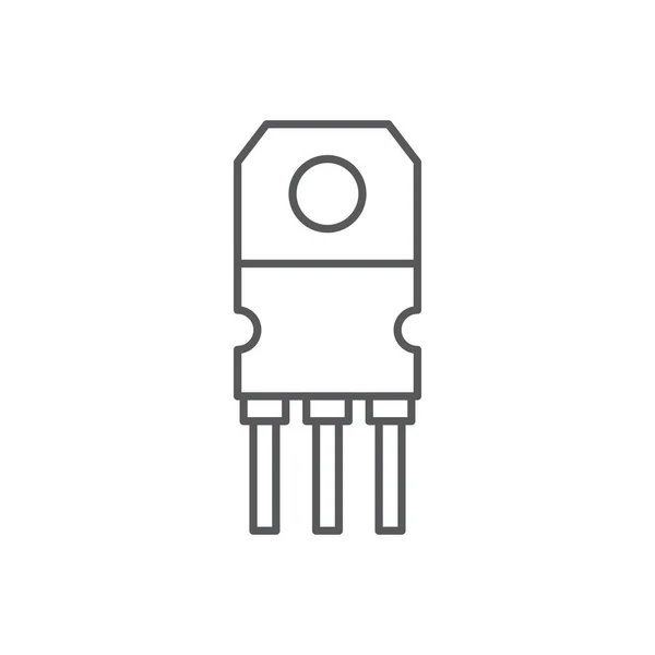 Transistor Chip Vetor Ícone Símbolo Componente Eletrônico Isolado Fundo Branco — Vetor de Stock