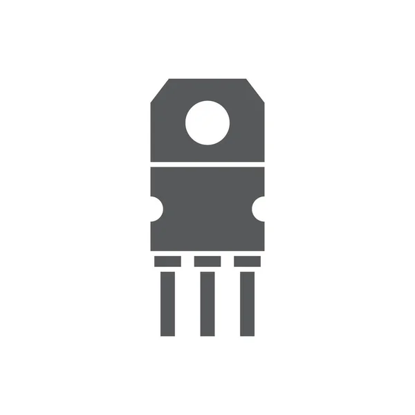 Transistor Chip Vector Symbool Elektronische Component Geïsoleerd Witte Achtergrond — Stockvector
