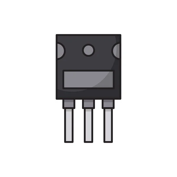 Transistor Chip Vector Symbool Elektronische Component Geïsoleerd Witte Achtergrond — Stockvector