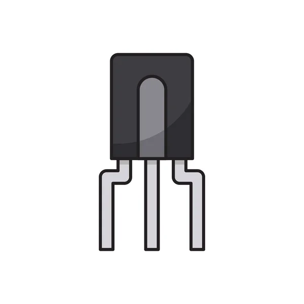 Transistor Puce Vecteur Icône Symbole Composant Électronique Isolé Sur Fond — Image vectorielle