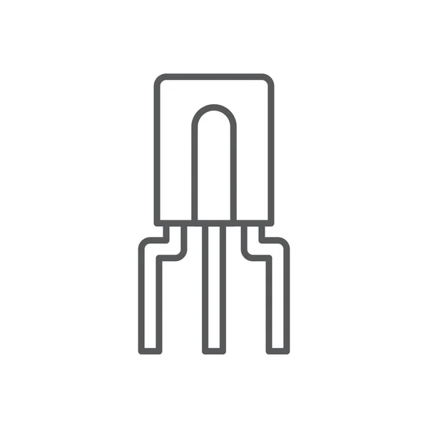 Transistor Chip Vector Symbool Elektronische Component Geïsoleerd Witte Achtergrond — Stockvector