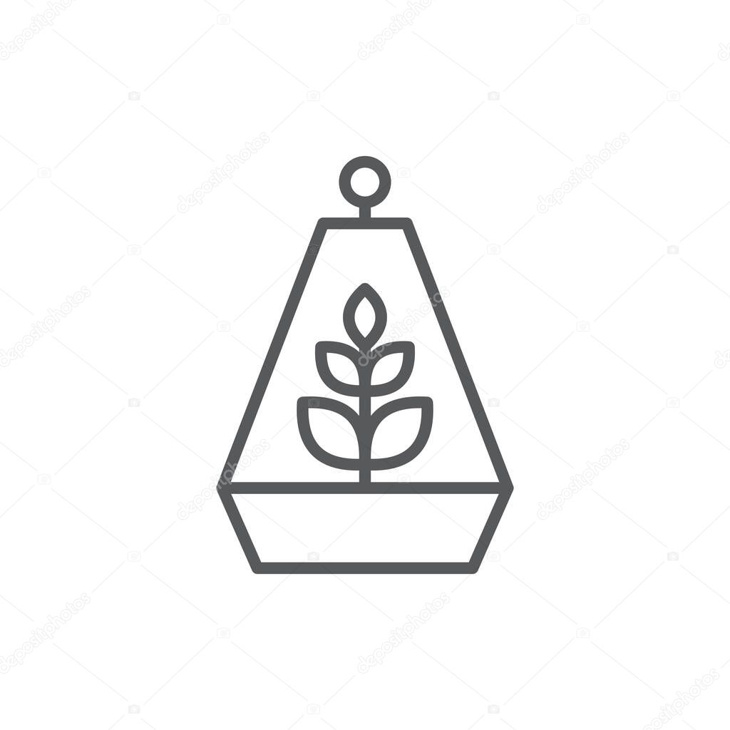 Round terrarium with plant flower vector icon symbol isolated on white background