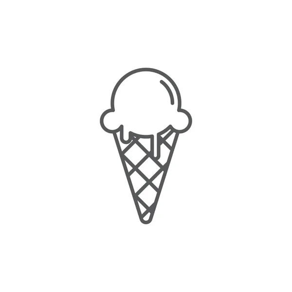 Ice Cream Cone Vector Icon Symbol Isolated White Background — Stock Vector