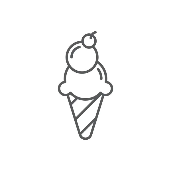 Ice Cream Cone Vector Icon Symbol Isolated White Background — Stock Vector