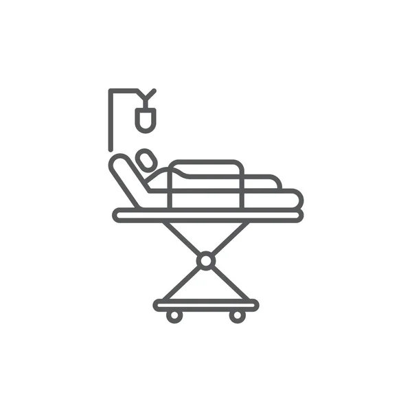 Hospital Bed Patient Blood Transfusion Vector Icon Symbol Isolated White — Stock Vector