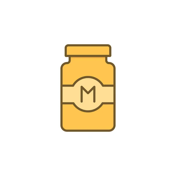 Mayonnaise Jar Vector Icon Symbol Isolated White Background — Stock Vector