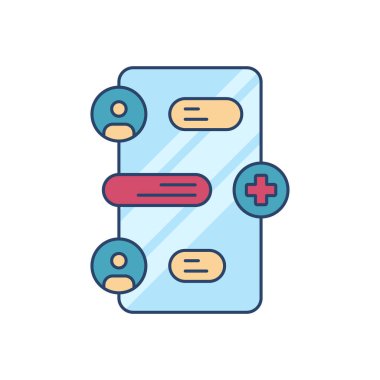 Tıbbi mobil sohbet vektör simgesi beyaz arkaplanda izole