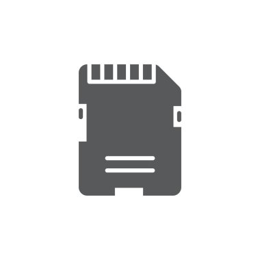 Beyaz arkaplanda izole edilmiş hafıza kartı vektör simgesi depolama