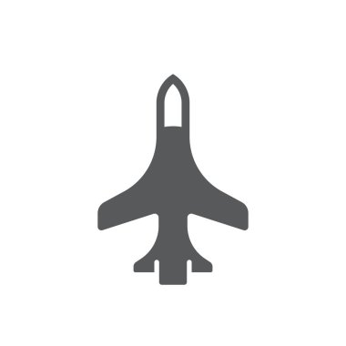 Askeri uçak ikonu sembolü hava kuvvetleri beyaz arka planda izole edildi