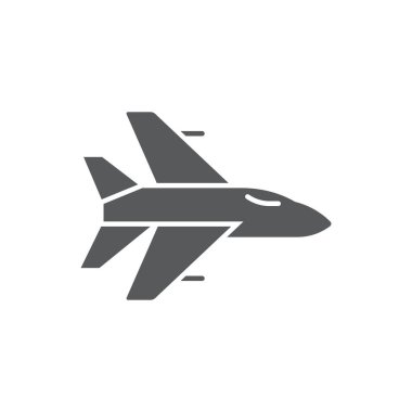 Askeri uçak ikonu sembolü hava kuvvetleri beyaz arka planda izole edildi