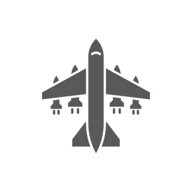 Askeri uçak ikonu sembolü hava kuvvetleri beyaz arka planda izole edildi