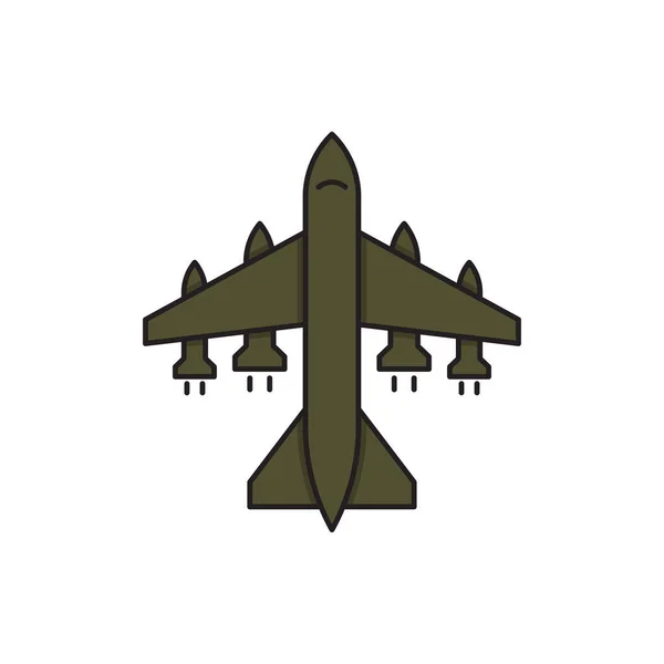 軍用機のベクトルアイコン白い背景に隔離された空軍のシンボル — ストックベクタ