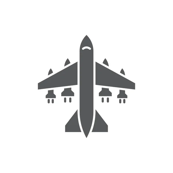 Military Aircraft Vector Icon Symbol Air Force Isolated White Background — Stock Vector