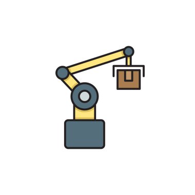 Beyaz arkaplanda izole edilmiş robot montaj vektör simgesi