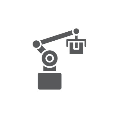 Beyaz arkaplanda izole edilmiş robot montaj vektör simgesi