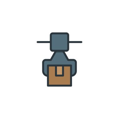 Beyaz arkaplanda izole edilmiş robot montaj vektör simgesi