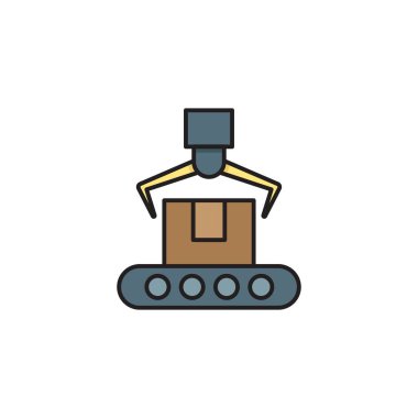 Beyaz arkaplanda izole edilmiş robot montaj vektör simgesi