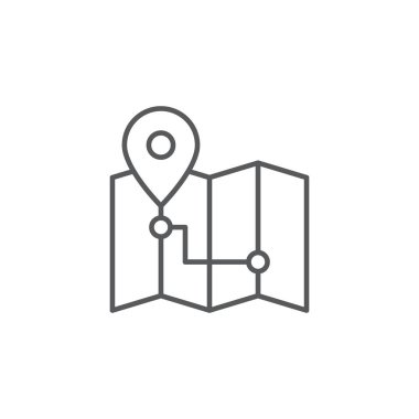 Harita vektör simgesi üzerindeki yol beyaz arkaplanda izole edildi