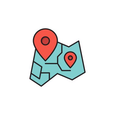 Harita vektör simgesi üzerindeki yol beyaz arkaplanda izole edildi