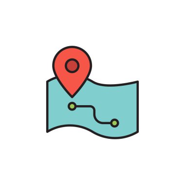 Harita vektör simgesi üzerindeki yol beyaz arkaplanda izole edildi