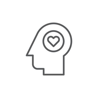 Aşk vektörü simgesini düşünmek beyaz arka planda izole edilmiş bir aşka dönüşür.