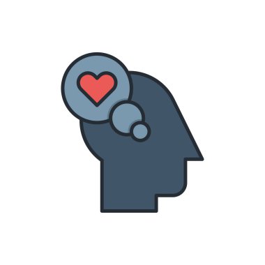 Aşk vektörü simgesini düşünmek beyaz arka planda izole edilmiş bir aşka dönüşür.