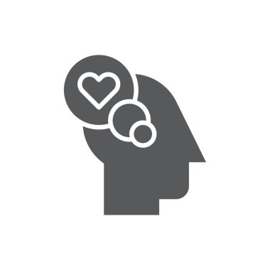 Aşk vektörü simgesini düşünmek beyaz arka planda izole edilmiş bir aşka dönüşür.