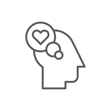 Aşk vektörü simgesini düşünmek beyaz arka planda izole edilmiş bir aşka dönüşür.