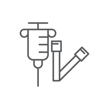 Beyaz arkaplanda izole edilmiş turnike ve şırınga vektör simgesi