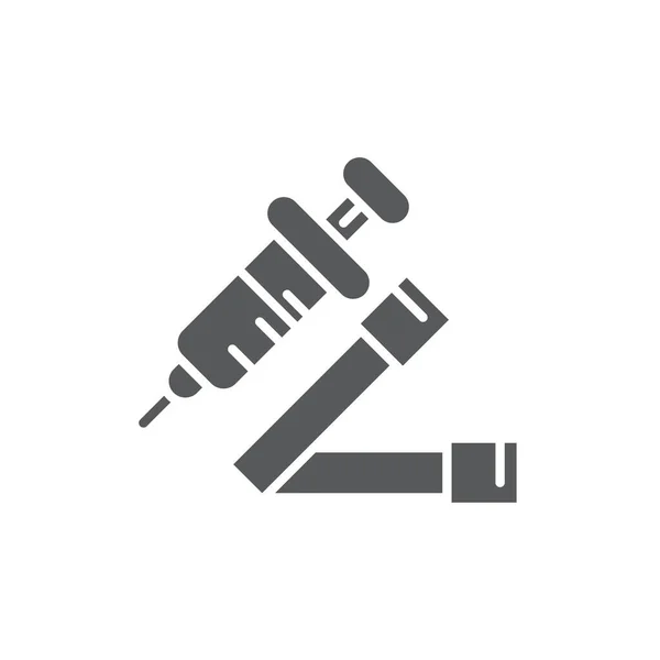 Σύμβολο Διανυσματικό Εικονίδιο Tourniquet Και Σύριγγας Απομονωμένο Λευκό Φόντο — Διανυσματικό Αρχείο