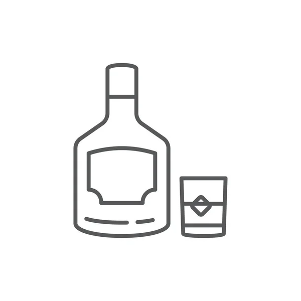 Whiskey Bottle Glass Vector Icon Symbol Alcohol Isolated White Background — Stock Vector