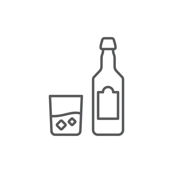 Віскі Пляшка Скляний Вектор Значок Символ Алкоголю Ізольовані Білому Тлі — стоковий вектор