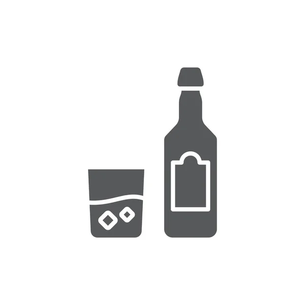 Віскі Пляшка Скляний Вектор Значок Символ Алкоголю Ізольовані Білому Тлі — стоковий вектор