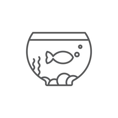 Beyaz zemin üzerinde balık vektör simgesi olan akvaryum