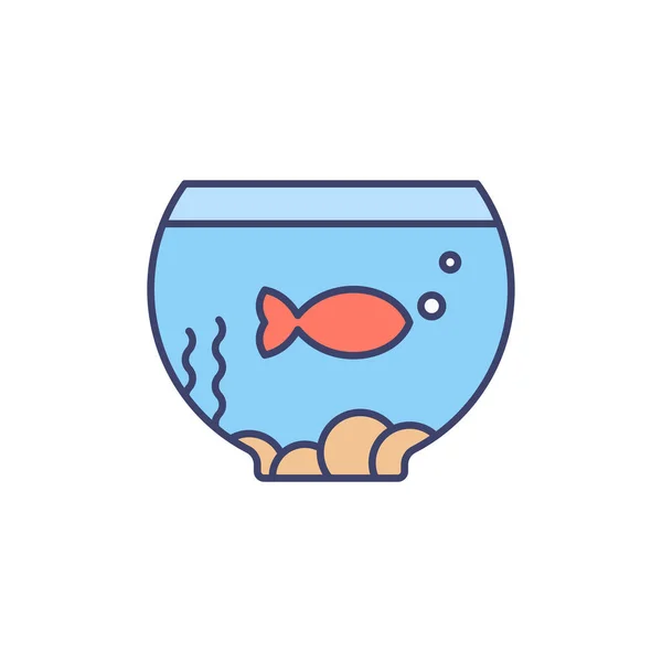 Akvarium Med Fisk Vektor Ikon Symbol Isolerad Vit Bakgrund — Stock vektor